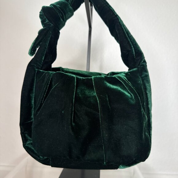 J.Crew Velvet Double Knot Handbag Old Forest Emerald Green NWOT - Picture 10 of 10